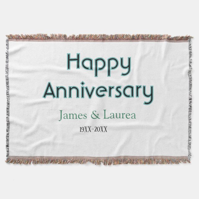 Happy anniversary wedding name date year simple mi throw blanket (Front)