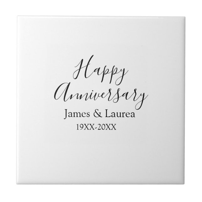Happy anniversary wedding name date year simple mi tile (Front)