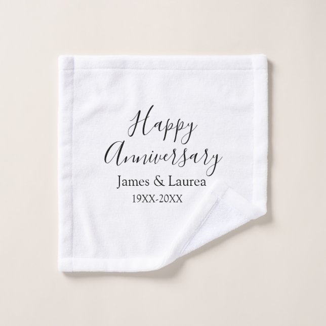 Happy anniversary wedding name date year simple mi wash cloth (Wash Cloth)