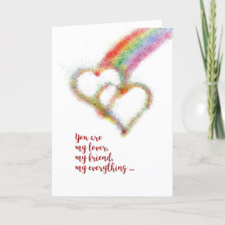 Happy Anniversary, Wife, Lesbian, Rainbow, Hearts Card