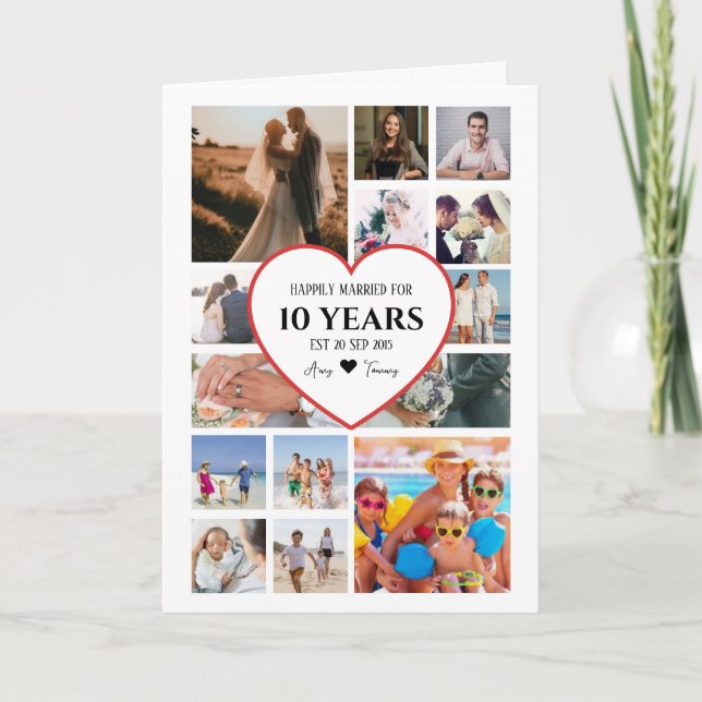 Happy Anniversary With Heart In Center Photo Card (Front)