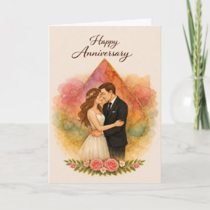 Happy Anniversary with Romance Couple Card