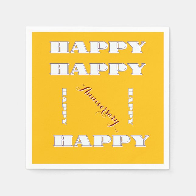 HAPPY Anniversary Yellow   Napkin (Front)