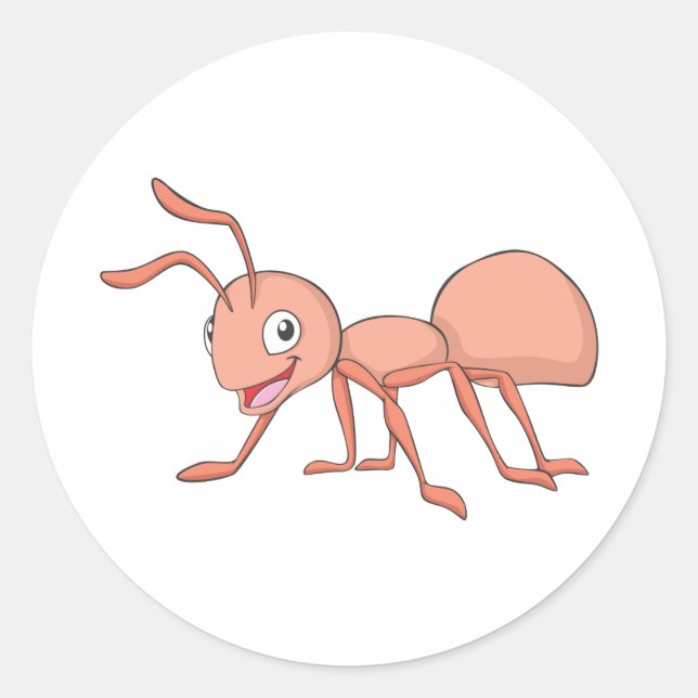 Happy Ant Classic Round Sticker (Front)