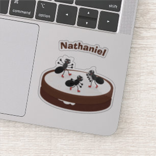 Happy ants ice skating on cookie cartoon