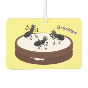 Happy ants ice skating on cookie cartoon air freshener