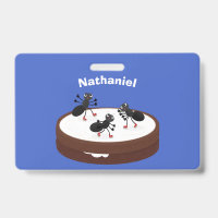 Happy ants ice skating on cookie cartoon