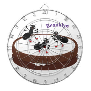Happy ants ice skating on cookie cartoon dartboard