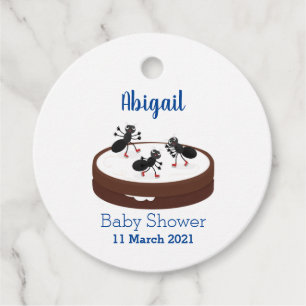 Happy ants ice skating on cookie cartoon  favour tags
