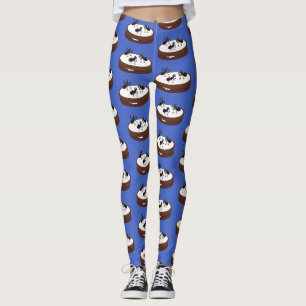 Happy ants ice skating on cookie cartoon leggings