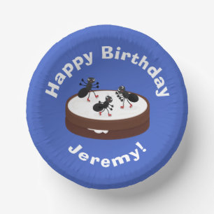 Happy ants ice skating on cookie cartoon paper plate