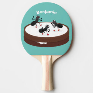 Happy ants ice skating on cookie cartoon ping pong paddle