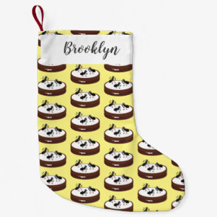 Happy ants ice skating on cookie cartoon small christmas stocking