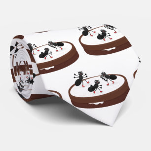 Happy ants ice skating on cookie cartoon tie