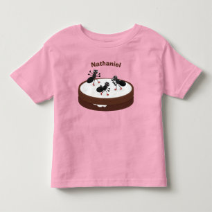 Happy ants ice skating on cookie cartoon toddler t-shirt