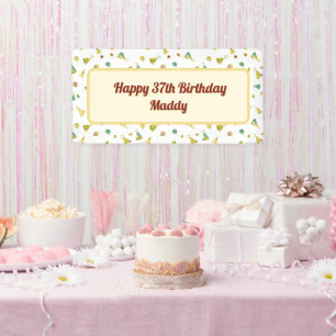 Happy Any Age Birthday Hats & Balloons Pattern Banner