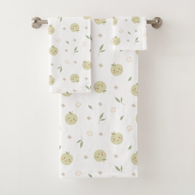 Happy Apples Pattern - Bath Towel Set (Insitu)