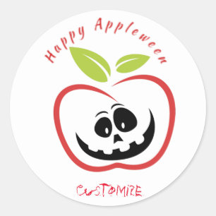 Happy Appleween Jack O'lantern Thunder_Cove Classic Round Sticker