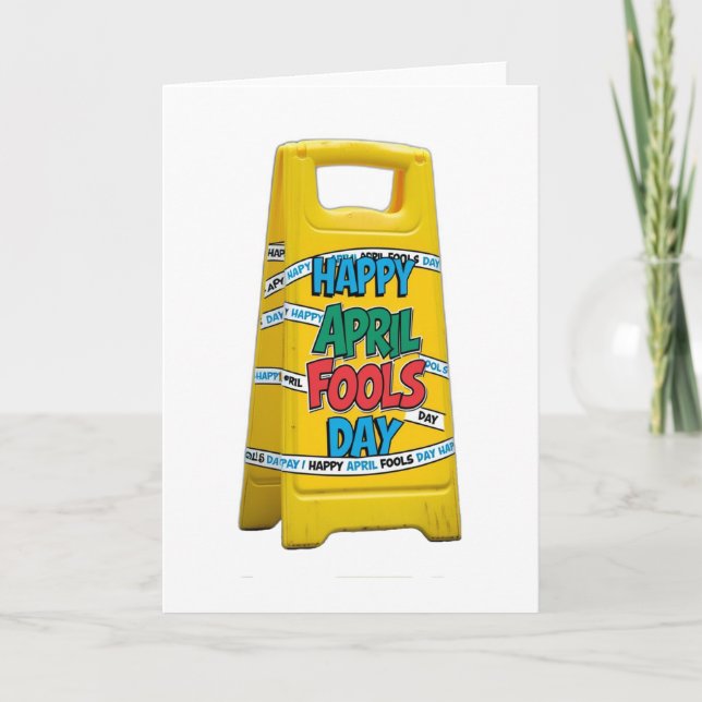 Happy april fools day plastic yellow sign card (Front)