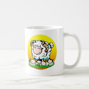 Happy Aries Ram Cartoon on Grass Coffee Mug