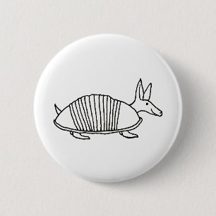 Happy Armadillo unique whimsical line drawing art 2 Inch Round Button