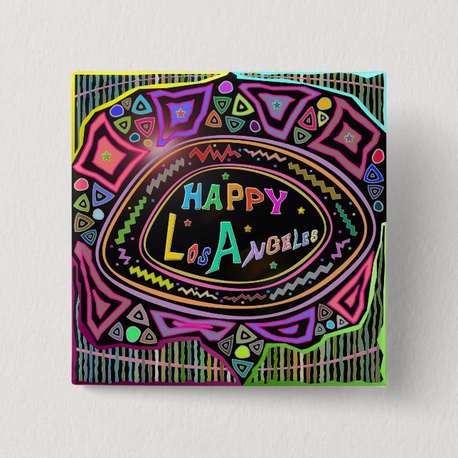 Happy Art: "Happy Los Angeles" Button (Front)