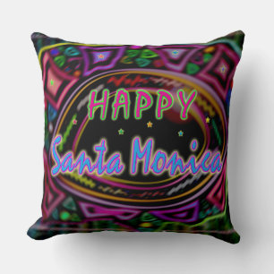 Happy Art: "Happy Santa Monica" Pillow