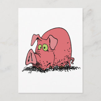 Happy as a pig in mud postcard