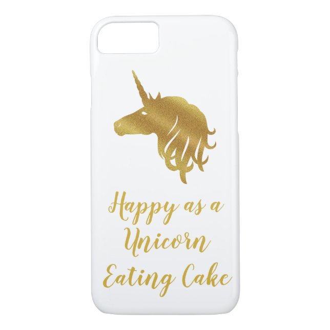 Happy as a Unicorn Eating Cake Case-Mate iPhone Case (Back)