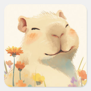 Happy as Capybara Square Sticker