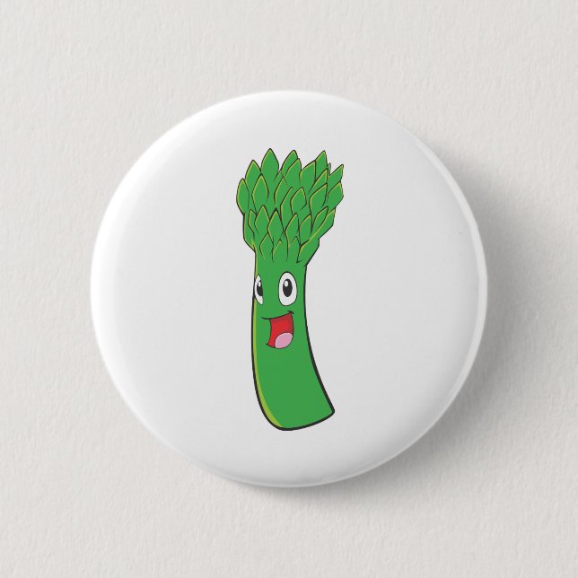 Happy Asparagus Vegetable 2 Inch Round Button (Front)