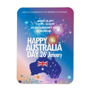 Happy Australia Day 26th January Firework Festival Magnet