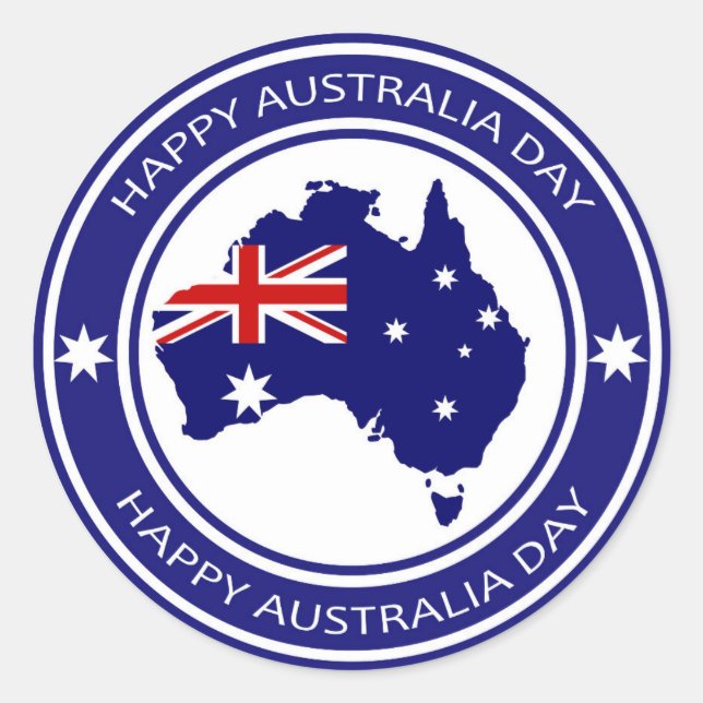 Happy Australia Day Australian Map Flag Classic Round Sticker (Front)