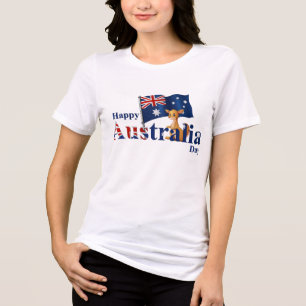 Happy Australia Day Cute Kangaroo Flag Tri-Blend Shirt