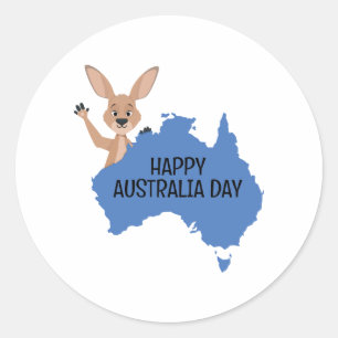 Happy Australia Day Kangaroo Classic Round Sticker