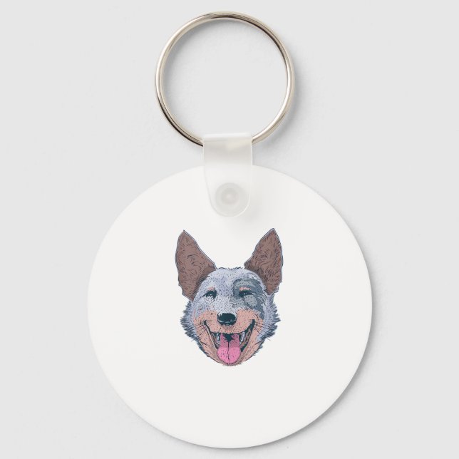 Happy Australian Cattle Dog  Keychain (Front)