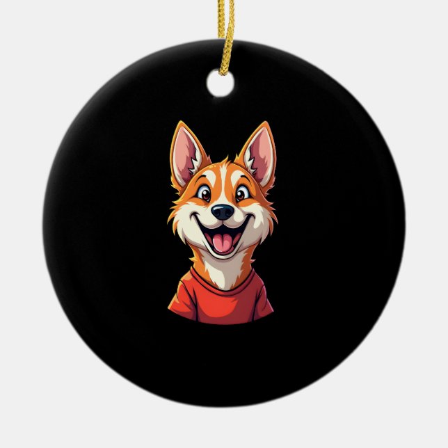 Happy Australian Cattle Dog Tank Top Ceramic Ornament (Front)