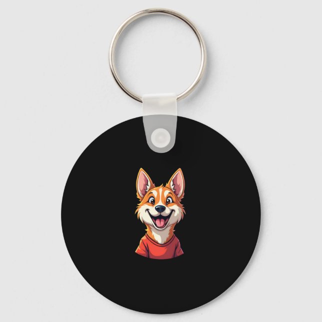 Happy Australian Cattle Dog Tank Top Keychain (Front)