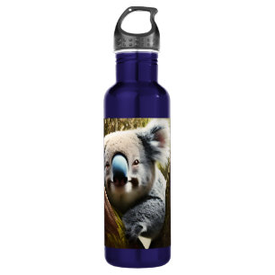 Happy Australian Koala Bear In Tree, Water Bottle