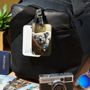 Happy Australian Koala In Tree, Luggage Tag