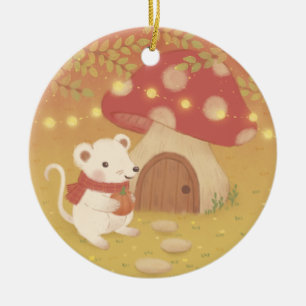 Happy Autumn Days with Mouse Ceramic Ornament
