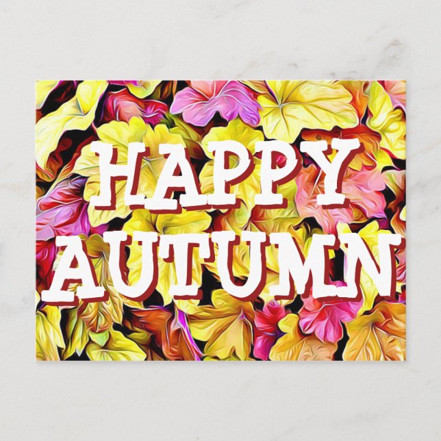 Happy Autumn Fall Leaves postcard (Front)