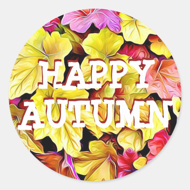 Happy Autumn Fall Leaves Stickers (Front)