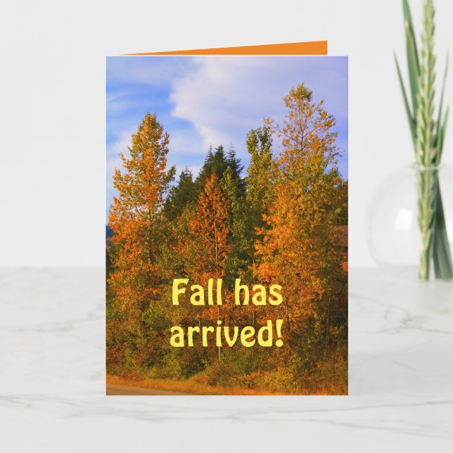 Happy Autumn Greeting Card, Pretty Fall Mountains Card (Front)