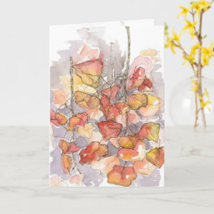 Happy Autumn Leaves Tree Branch Fall Colours Card