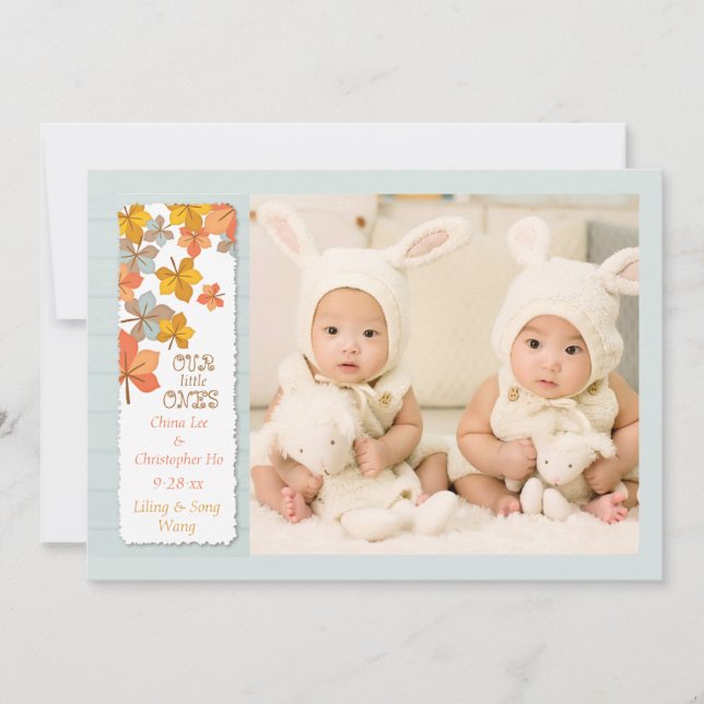Happy Autumn Photo Birth Announcement (Front)