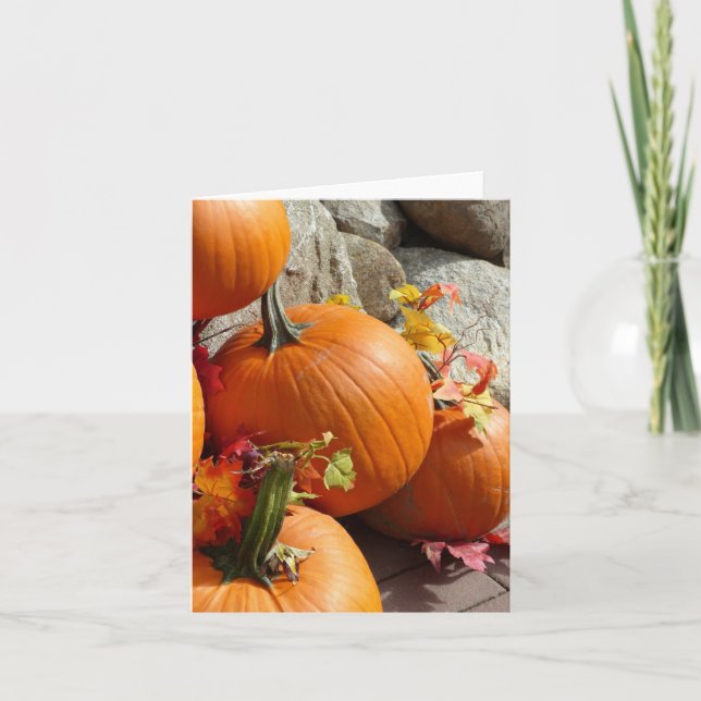 Happy Autumn Pumpkins Note Card (Front)