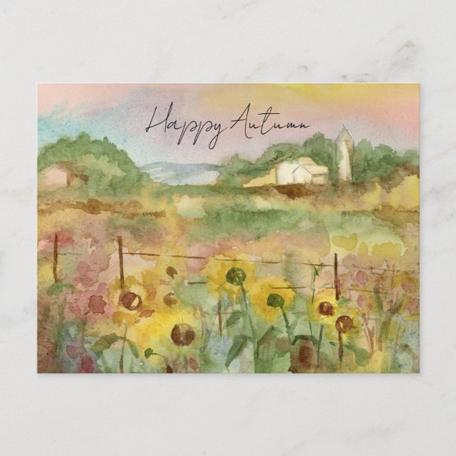 Happy Autumn Ranch Desert Landscape Sunset Holiday Postcard (Front)