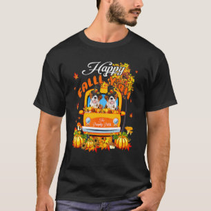 Happy Autumn Y'all Thanksgiving St Bernards On Fal T-Shirt