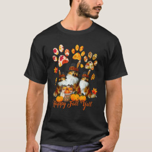 Happy Autumn Y'all Thanksgiving Three Shelties Fal T-Shirt